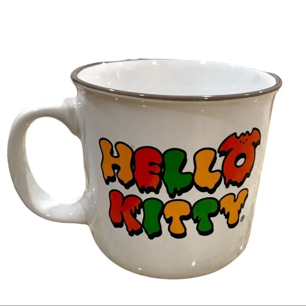 New Hello Kitty Jumbo Coffee Tea Cup Mug Halloween Pumpkin Cat Bat White